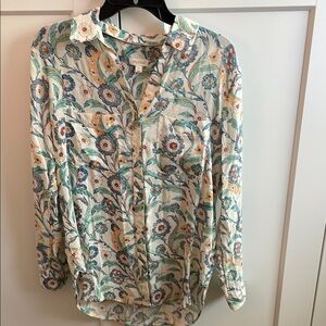 Pilcro Floral Button-Up Blouse